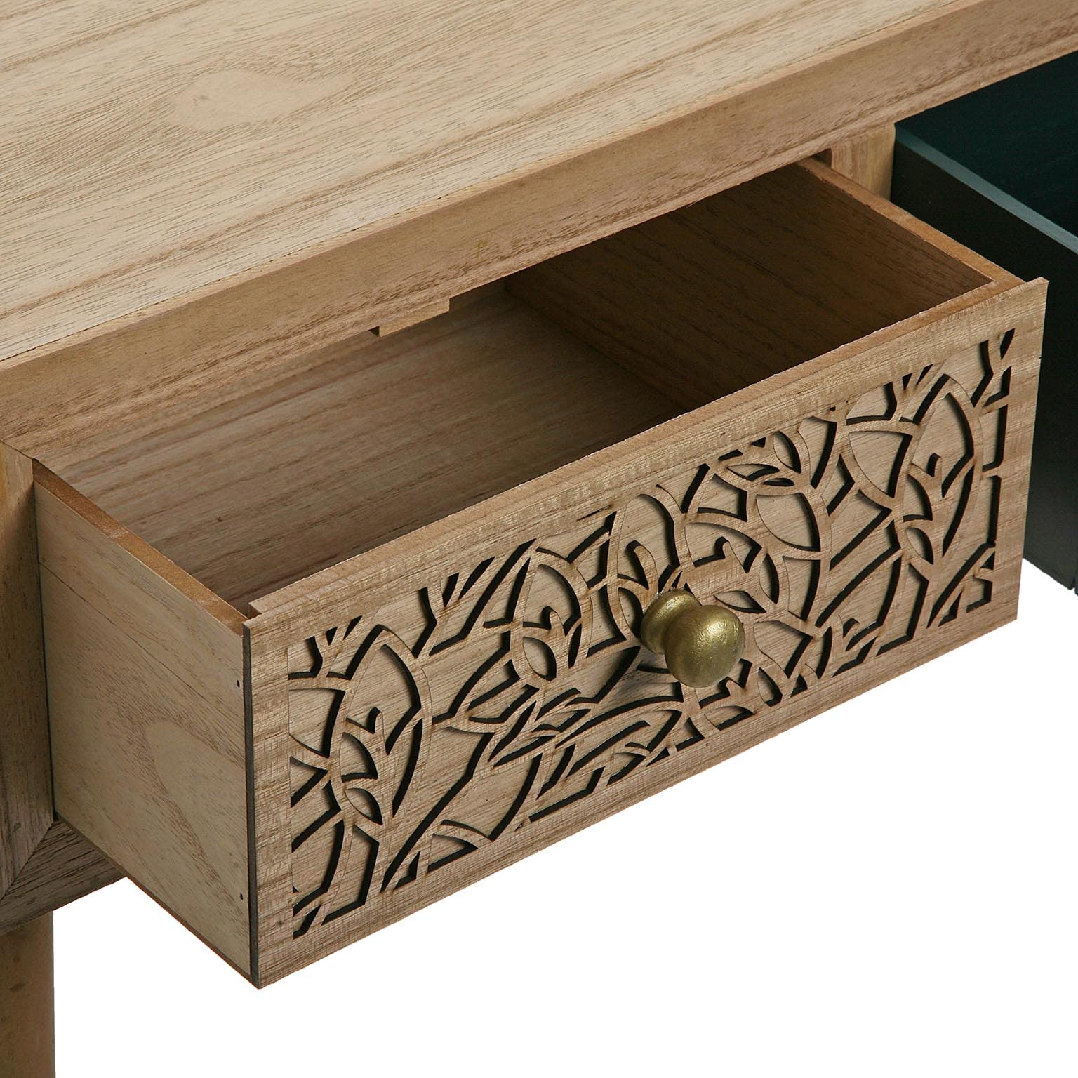 VERSA Bridge Consolle Ingresso, Tavolo Consolle, Tavolino Ingresso, Tavolo Salotto, con 3 cassetti, Misure (A x L x l) 77 x 30 x 107 cm, Legno, Colore Bianco, Verde e Marrone
