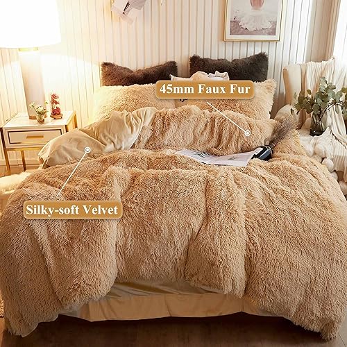 Miniatura 2 de XeGe - Funda de edredón afelpada y lanuda, de terciopelo cristal de lujo ultrasuave, cierre de zíper (1 funda de edredón de piel sintética)