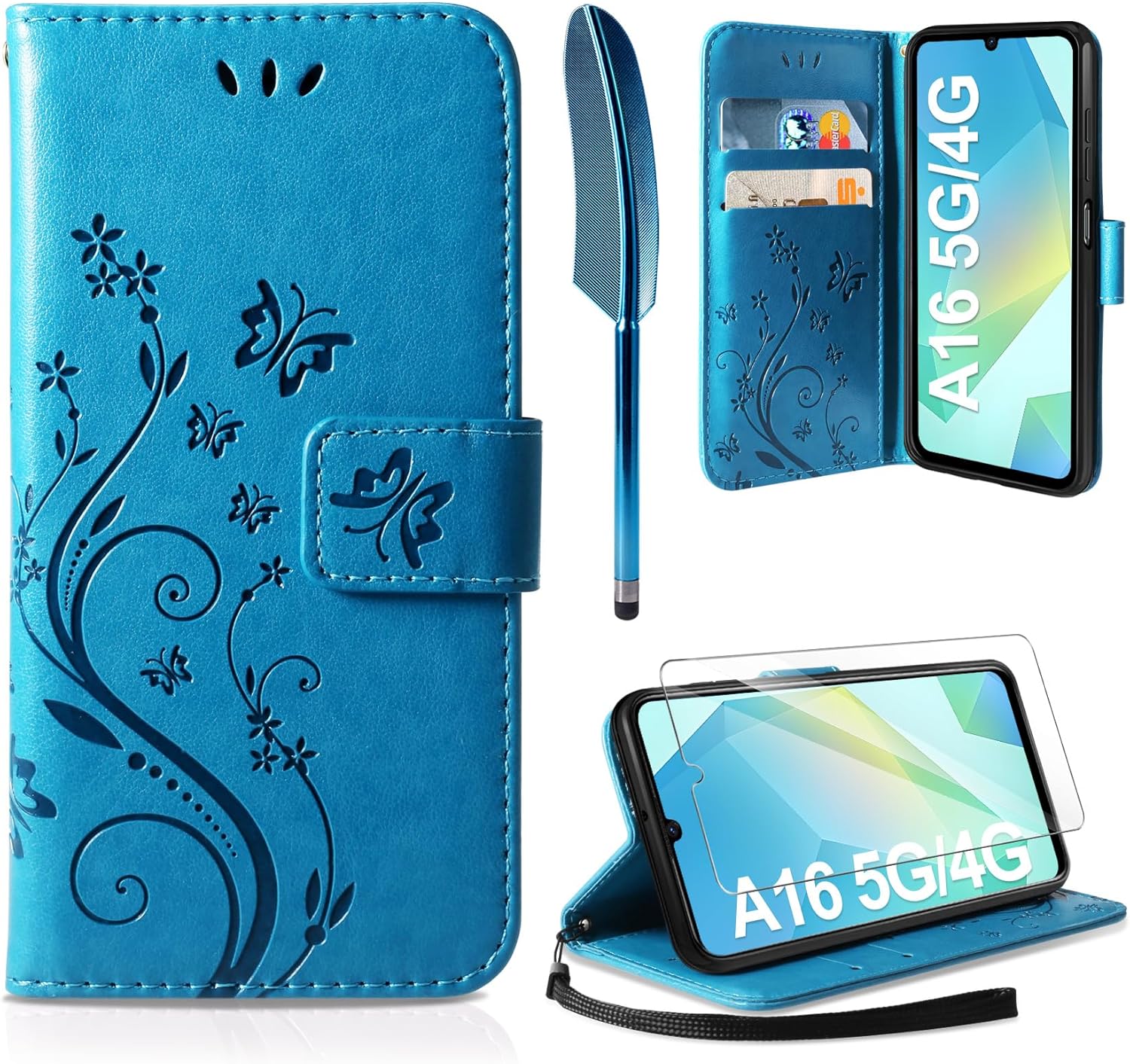 AROYI Case Compatible with Samsung Galaxy A16 5G/4G Case,Wallet Case PU Leather with Card Slots Folding Stand Magnetic Protect Flip Cover for Samsung Galaxy A16 5G/4G Blue