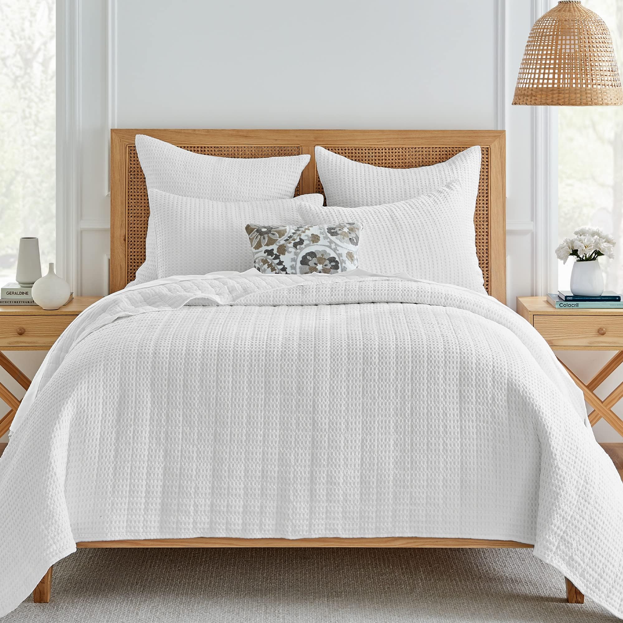 - Levtex Home Mills Waffle King/Cal King Quilt Set (106x92in) with 2 Pillow Shams (36x20in) - Bright White - 100% Cotton King Size Quilt Bedding Set - Lightweight, Soft, Pre-Washed