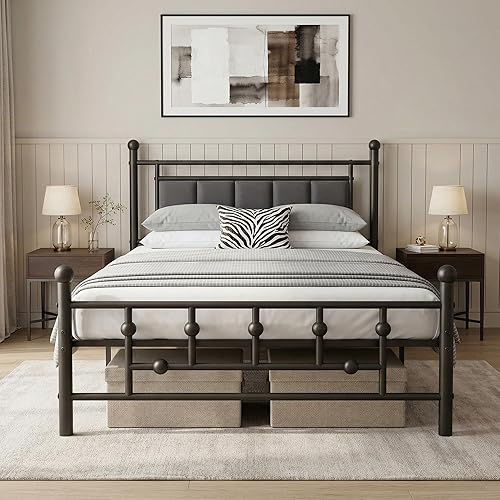 Twin Bed Frame with Headboard, Velvet Upholstered Platform Bed Frame Twin Size, Heavy Duty 13 Metal Slats Support, 14" Underbed Storage, No Box Spring Needed, Noise Free