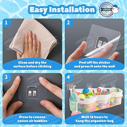 Miniatura 7 de UNEEDE Organizador horizontal de juguetes de baño de 3 compartimentos para bañera, capacidad extra grande de 4.95 galones, soporte de almacenamiento