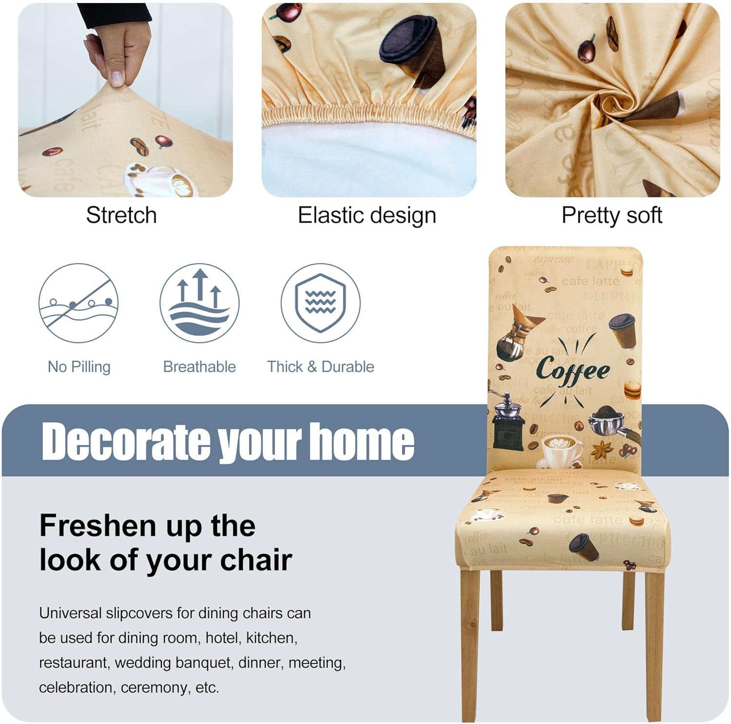 BIETYONE Chair Covers,Dining Room Chair Covers Set of 4,Stretch Kitchen Chair Cover,Washable Dining Chair Cover,Parsons Chair Slipcovers Protective,for Home,Restaurant,Banquet