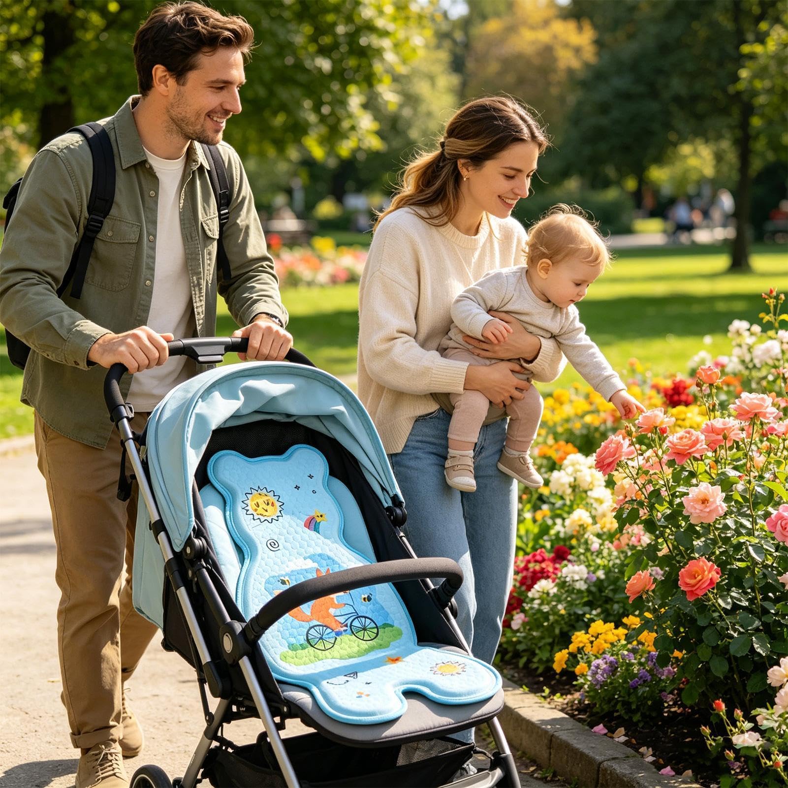 Kinderwagen Kühlpad Sitzauflage Matte,Atmungsaktive Kinder Eissitzmatte - Kühlendes Sitzkissen - Für Baby-Stubenwagen, Baby-Schaukelstuhl, Camping, Reisen, Outdoor Und Park