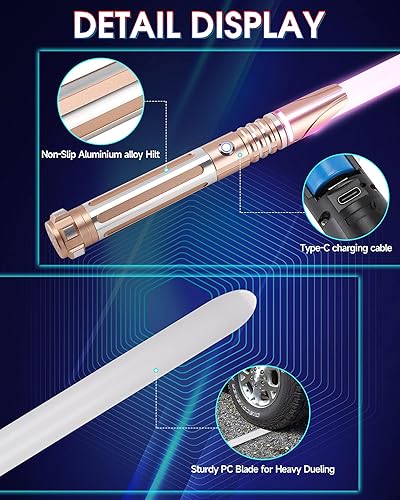 Miniatura 2 de Sable de luz de duelo, sables de luz con control de movimiento para adultos, sable de luz suave con 10 fuentes de sonido, RGB 12 colores cambiables,