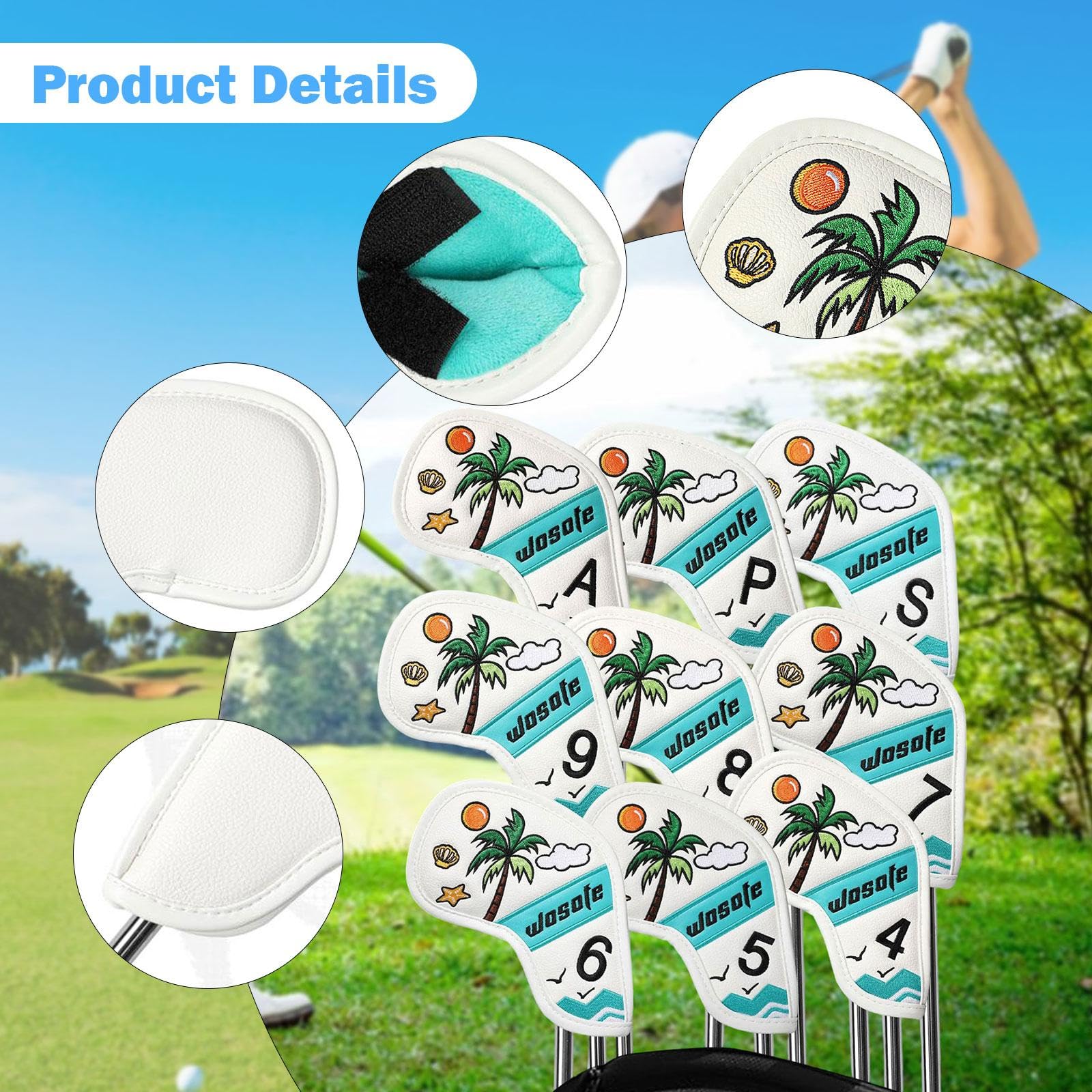 9X Golfschlägerhüllen, Schutzhüllen für Golfschläger, Trainingsausrüstung, PU Schutz für