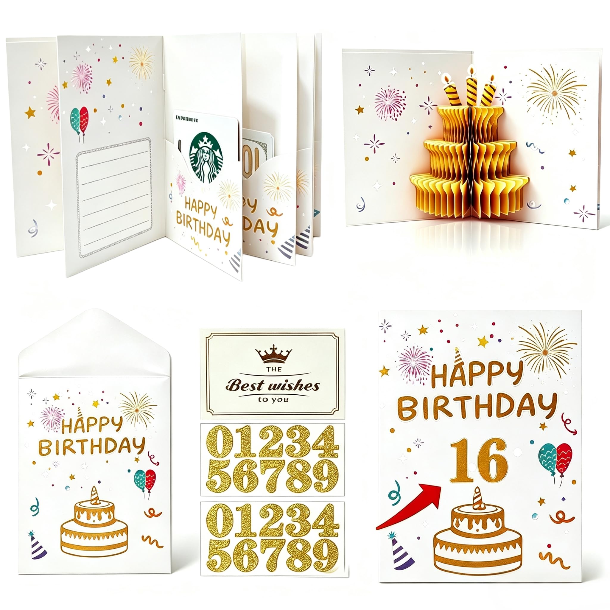 Happy Birthday Gift Card Booklet with Envelopes