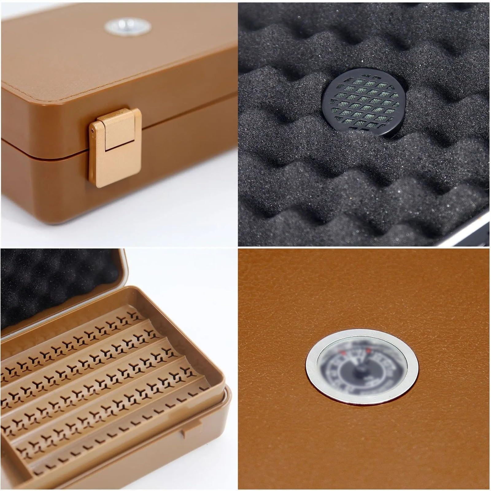 Humidor Portatile for sigari in ABS, Grande capacità, Porta sigari Cubano, Scatola Porta sigari Portatile, Accessori da Viaggio, Scatola for sigari(Khaki)