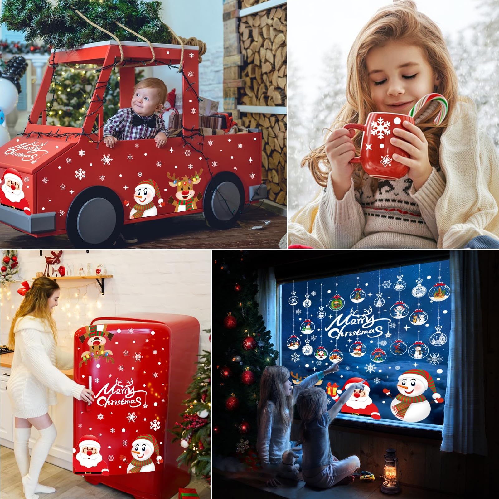 Amazon.co.jp: 両面クリスマスウィンドウステッカー10枚 288ピース