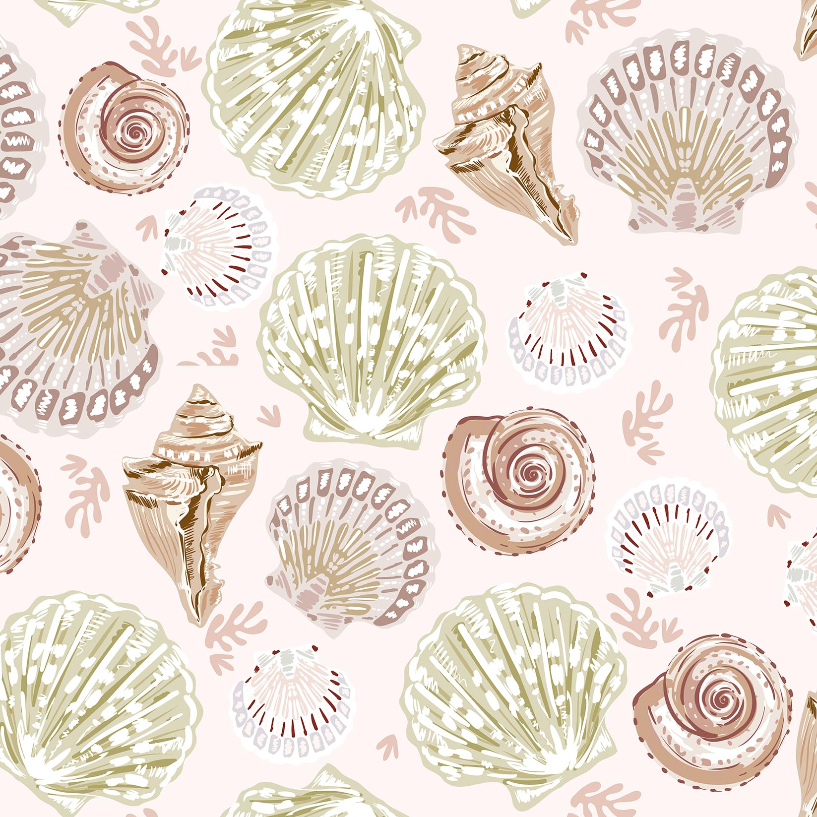 Papier peint adhésif rose 44x200 rouleau autocollant coquillage