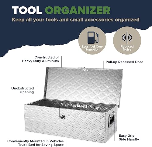 Miniatura 5 de ARKSEN - Caja de herramientas de aluminio resistente de 30 pulgadas para remolque, camioneta, almacenamiento para RV, camión y remolque con mango