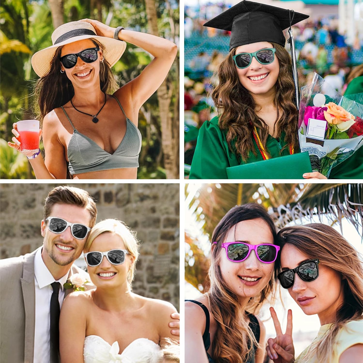 Custom Sunglasses Bulk Wedding Party Groomsmen Bridesmaid Guests Reception Personalized Plastic Sunglasses Gifts