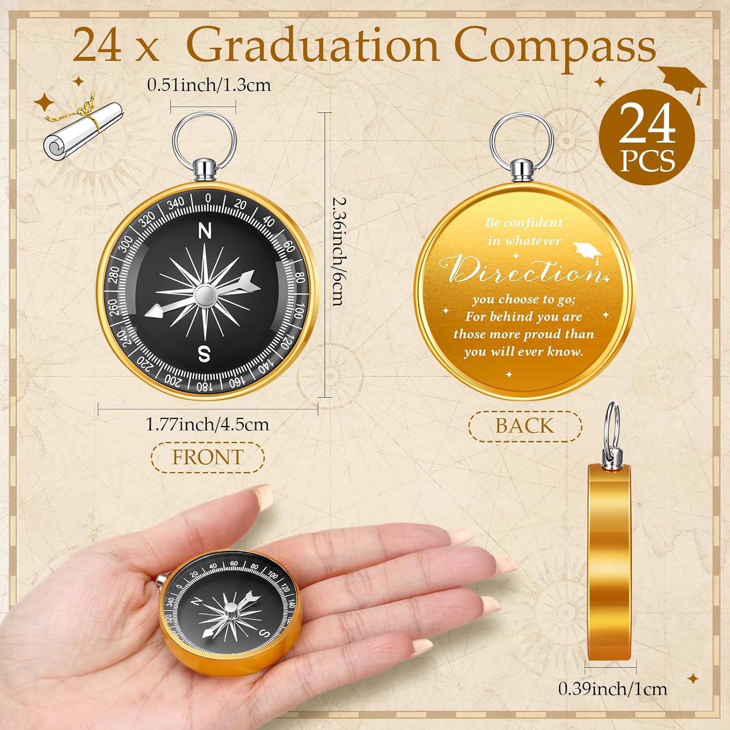 Beeveer Graduation Gifts 2026 Include Pocket Compass Keychain Inspirational Key Chains You Did It Graduation Cards Organza Bags Class of 2026 Gift for Middle Senior School Students
