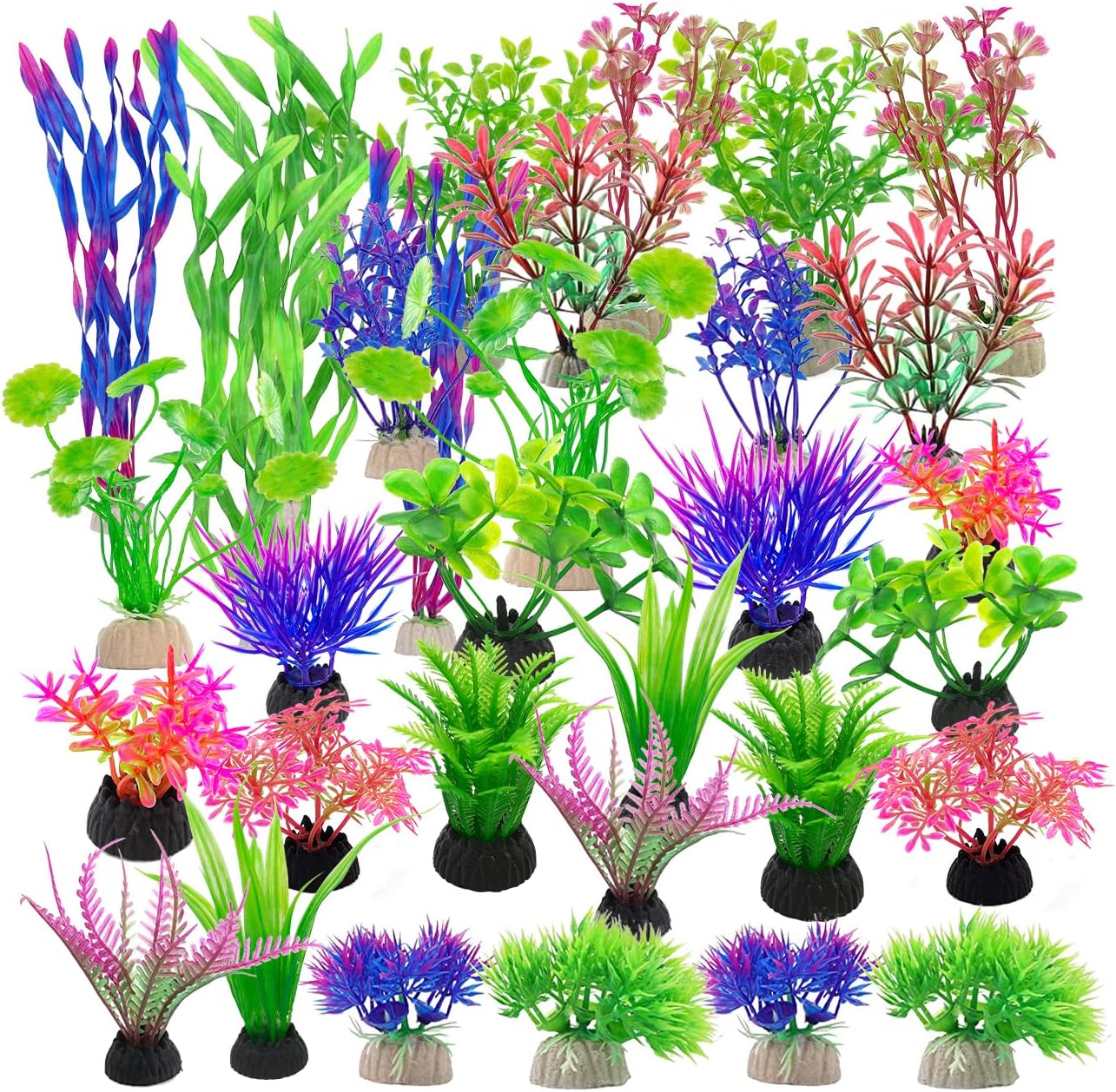 CYIOU 32Pcs Artificial Aquatic Plants Plastic Aquarium Plants