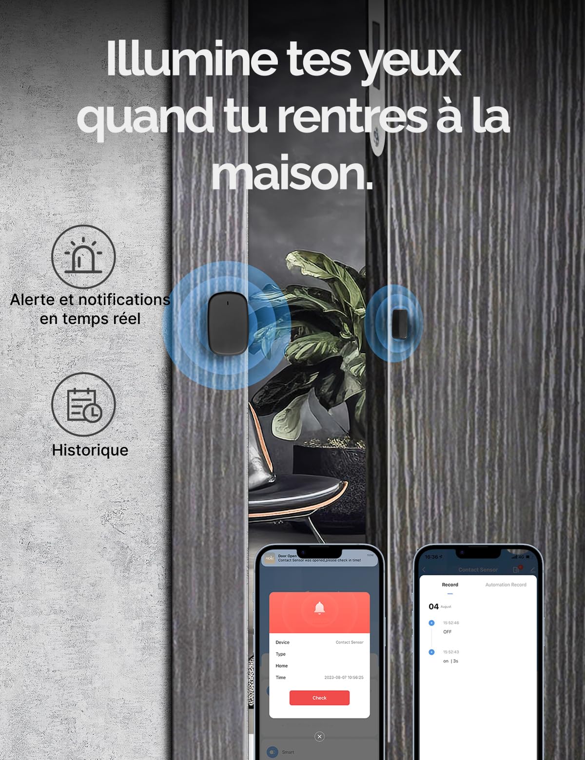 MOES Capteur de Porte et Fenêtre Intelligent ZigBee, 3PCS | Détecteur sans fil pour alarme et maison, nécessite ZigBee Tuya Gateway, compatible Smart Life