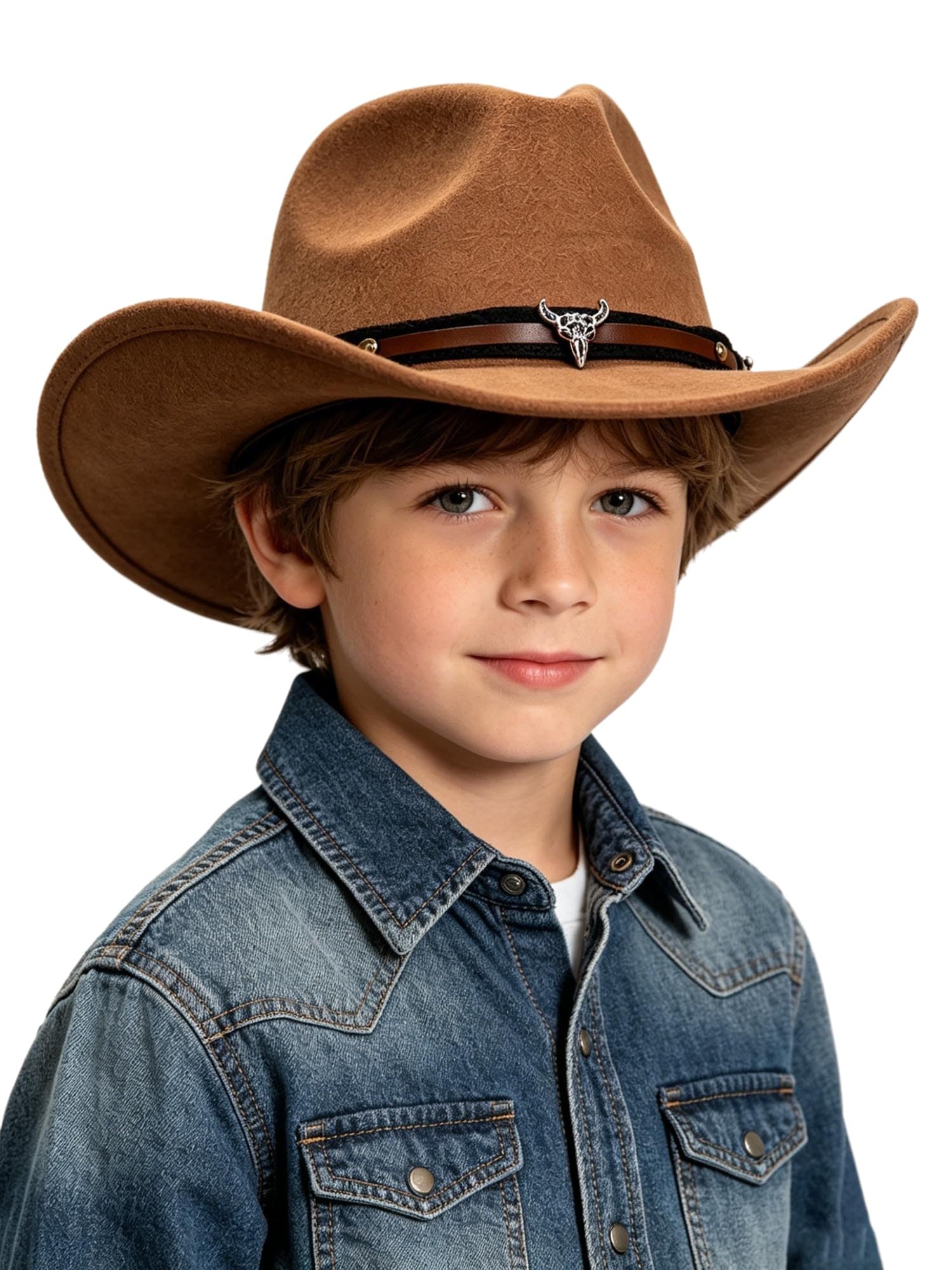 Yruioon Kid Fur Felt Cowboy Hat Field Production Time Shoot Khaki One Size