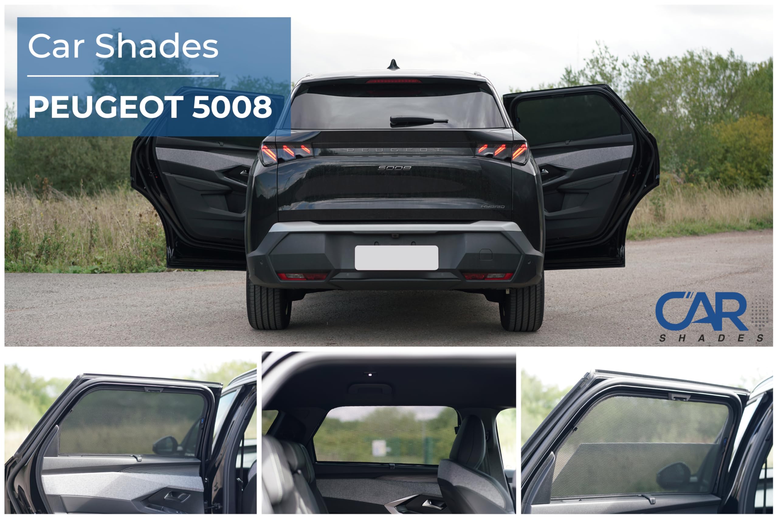 Juego de Car Shades (Puertas traseras) Compatible con Peugeot 5008 III 2024- (2-Partes) cortinillas Parasol a Medida