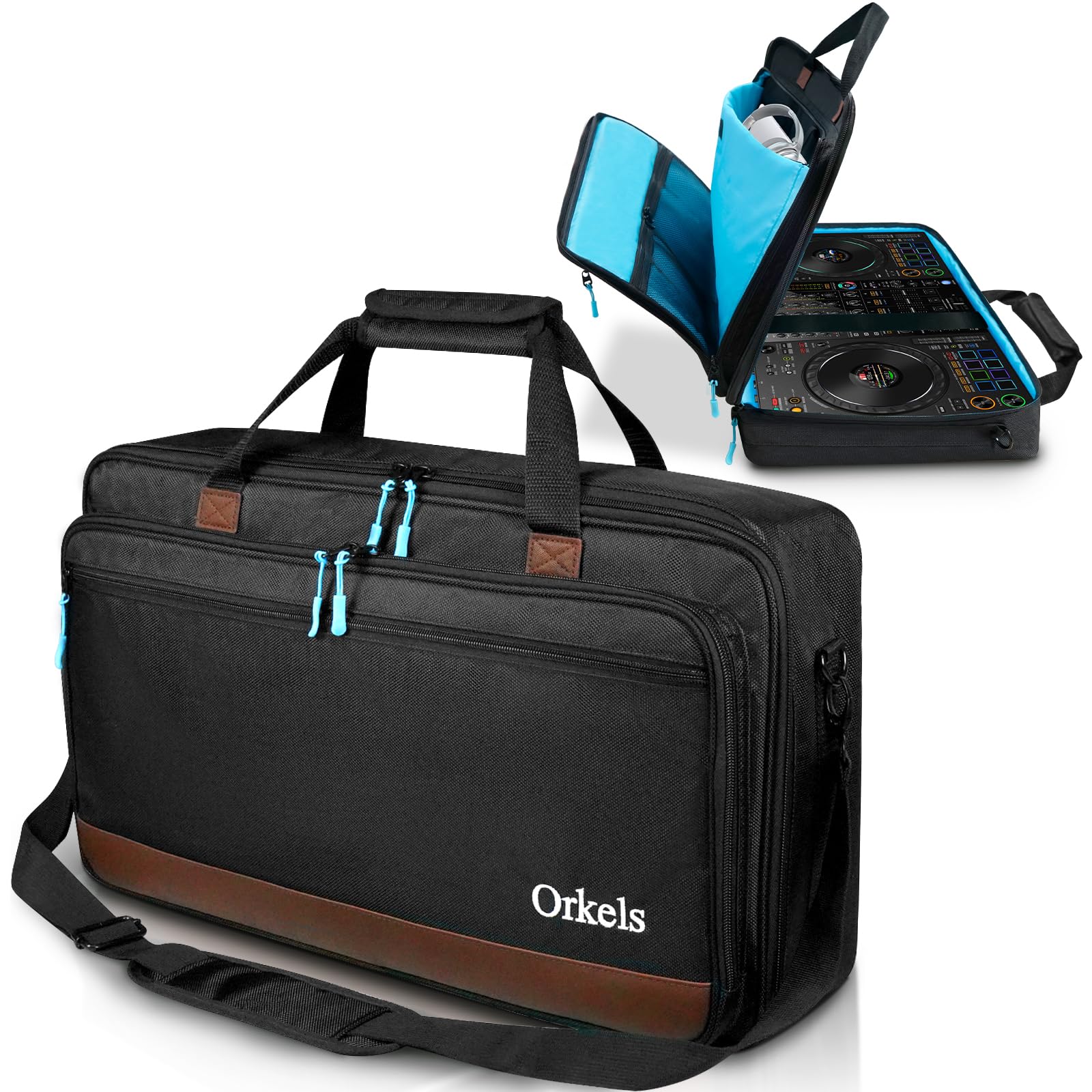 ORKELS DJ Controller Bag, Portable Padded DJ Travel Case with Storage Pocket, Compatible with Pioneer DDJ-REV1 SR SR2 OMNIS DUO &amp; Numark Mixtrack Platinum FX