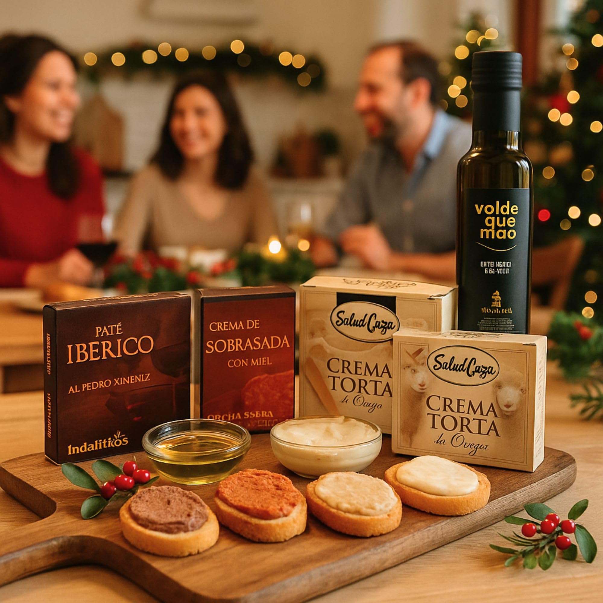 Cesta Gourmet para Regalar ACROL, Aceite oliva virgen extra 250 ml, cremas torta Oveja y Cabra, paté iberico, sobrasada con miel y picos artesanos, regalo cumpleaños mujer, regalos para hombres — view 7