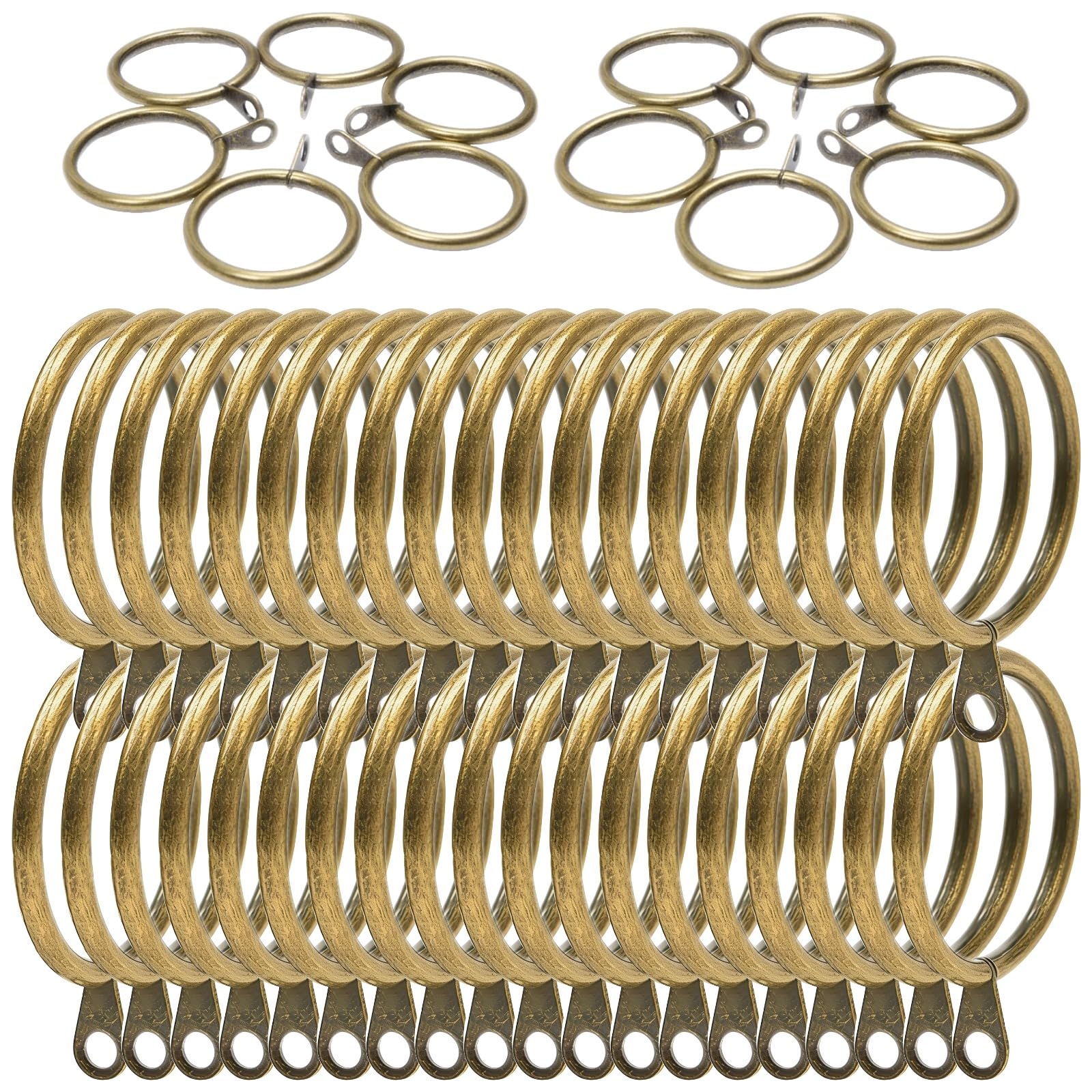 50 Pcs Metal Curtain Rings Antique Bronze, 0.16 in Ring Thickness, 1.5 in Inner Diameter, Drapery Rings with Eyelet for Curtains and Rods