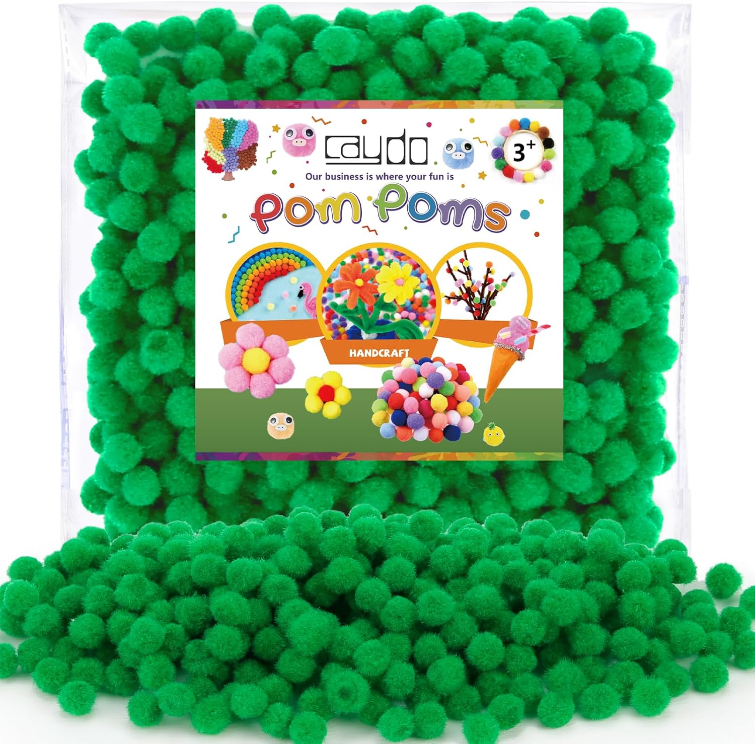 Caydo 500 Pieces 1cm Dark Green Pom Poms, Mini Pom Poms