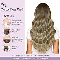 Vista 7 de Fshine Extensiones de cabello humano con cinta, 12 pulgadas, 1.06 oz, balayage, castaño a rubio platino, 20 unidades, cabello Remy lacio invisible
