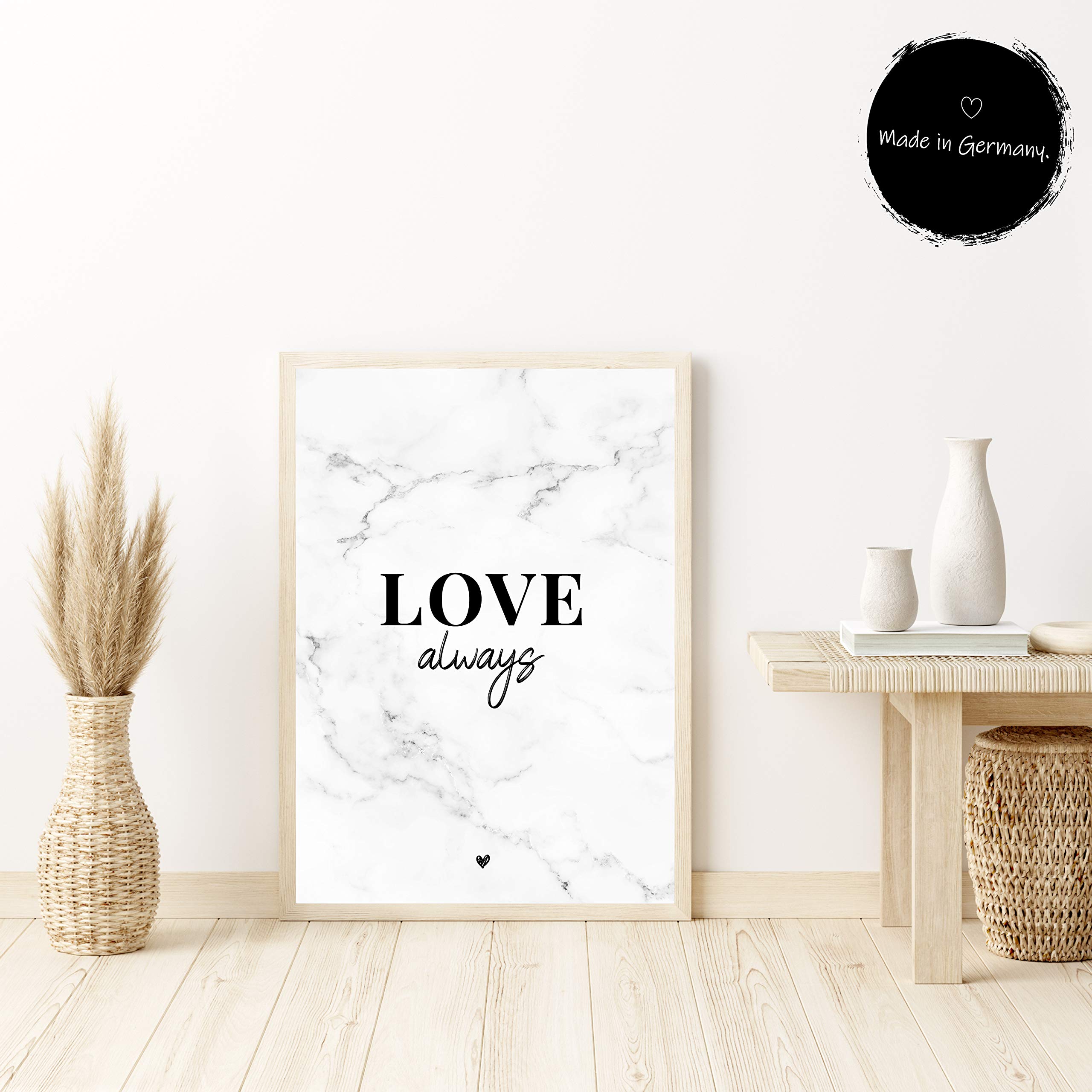 Donari® Set di poster con scritta in lingua tedesca Amore nero bianco DIN A4