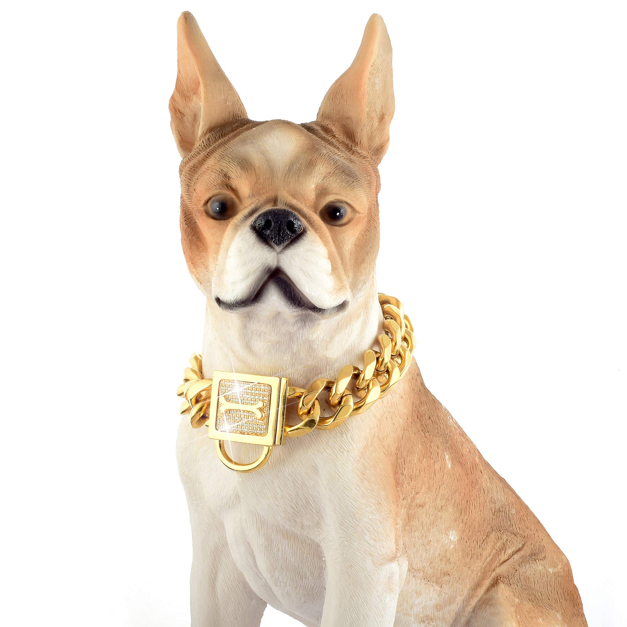 Edelstahl Hundehalsband Mit Zirkonia-Schnalle & Glocke – Silber, 11mm/15mm/19mm, Für Mittelgroße & Große Hunde