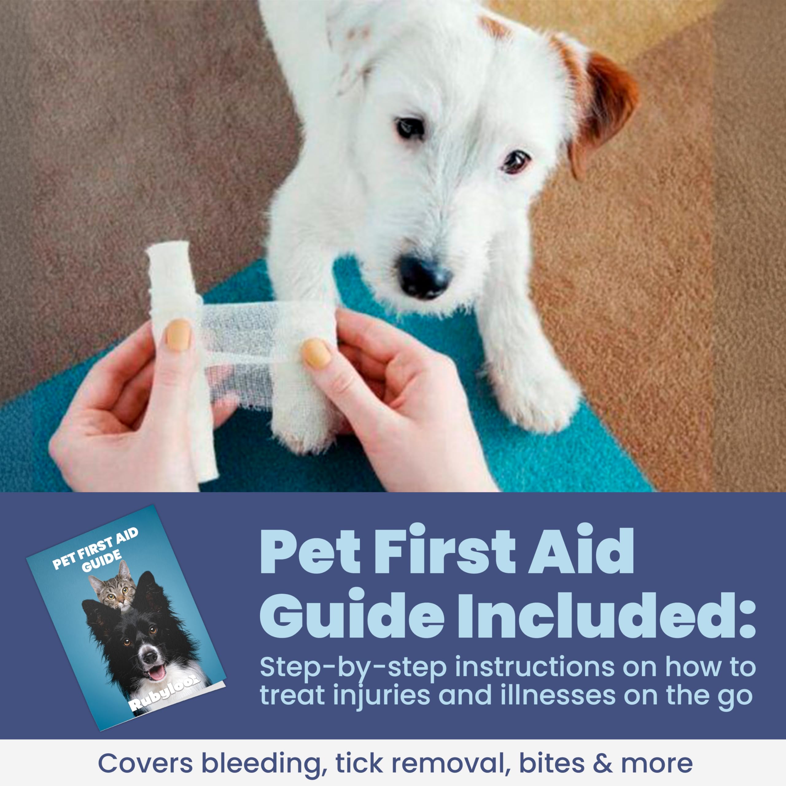Dog First Aid Kit - Vet Approved Pet First Aid Supplies to Treat Dogs & Cats in an Emergency - Pet First Aid Kit Guide, Tick Remover, Slip Leash & Medical Essentials for Home, Camping, Car, RV, Travel - image 7