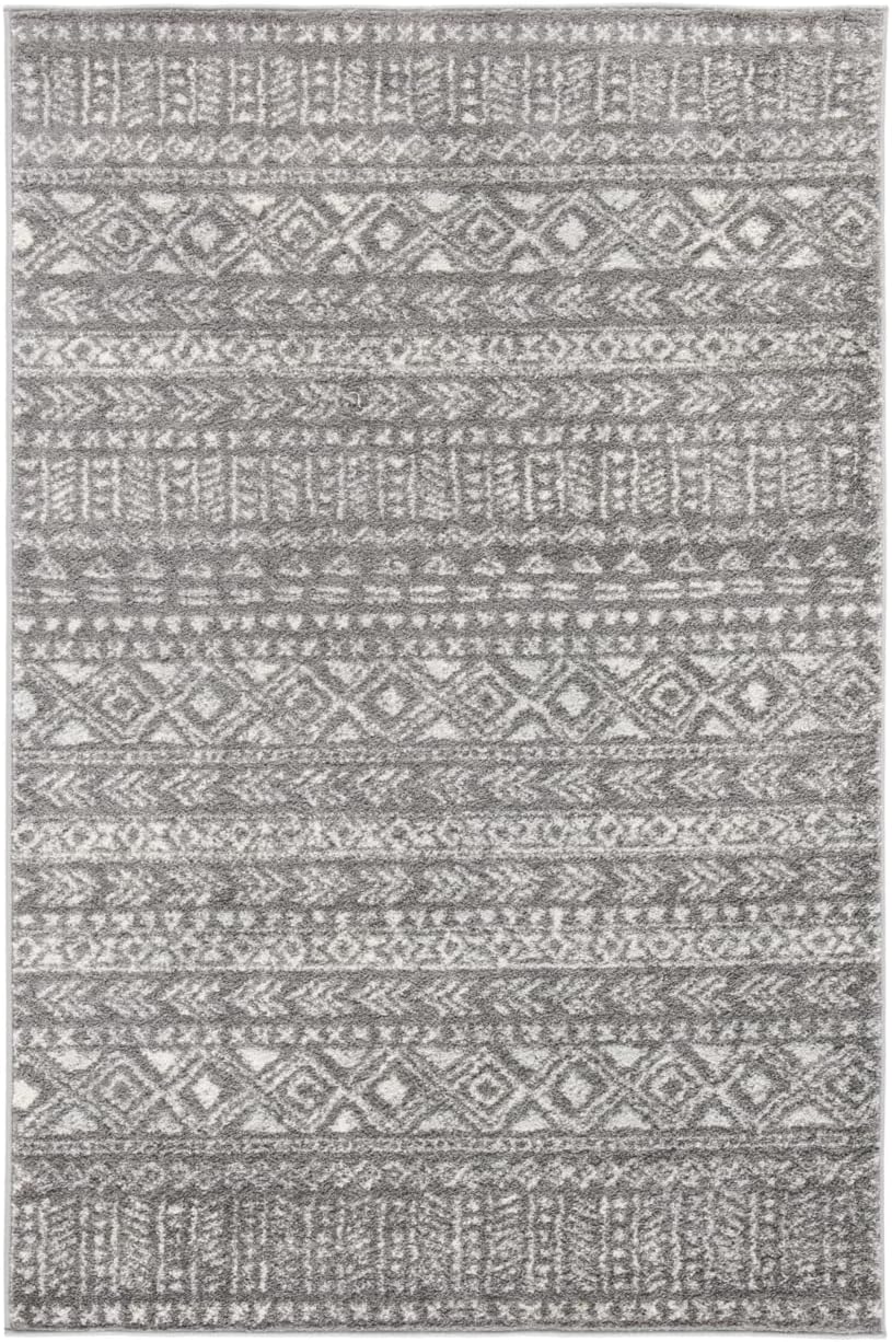 SAFAVIEH Tulum Collection Accent Rug - 2' x 5', Dark Grey & Ivory, Moroccan Boho Distressed Design, Non-Shedding & Easy to Clean, Ideal for Front Door, Kitchen, Entryway, Foyer (TUL263F)