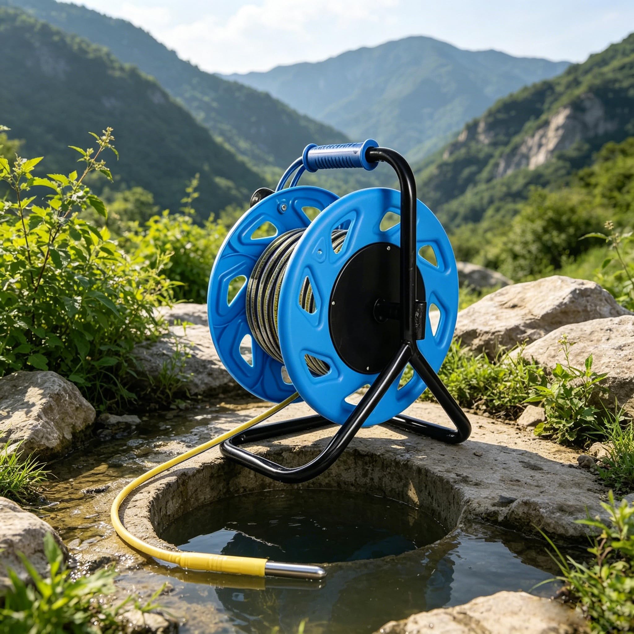 POIMHEW Well Water Depth Gauge,Well Water Depth Meter Indicator with Stainless Steel Probe, Groundwater Levels Measuring Instrument,IP68 Waterproof Well Water Measuring Tool 984ft/300m