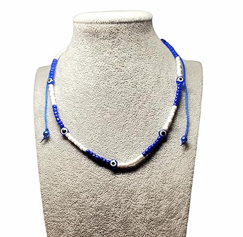 Evil Eye Orisha Iyawo Babalawo Santeria Necklace Eleke Collar Unisex (Yemaya)