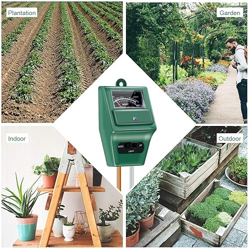 Miniatura 7 de Medidor de pH de suelo, 3 en 1, humedadluzpH, kit de herramientas de jardinería para cuidado de plantas, ideal para jardín, césped, granja, uso en