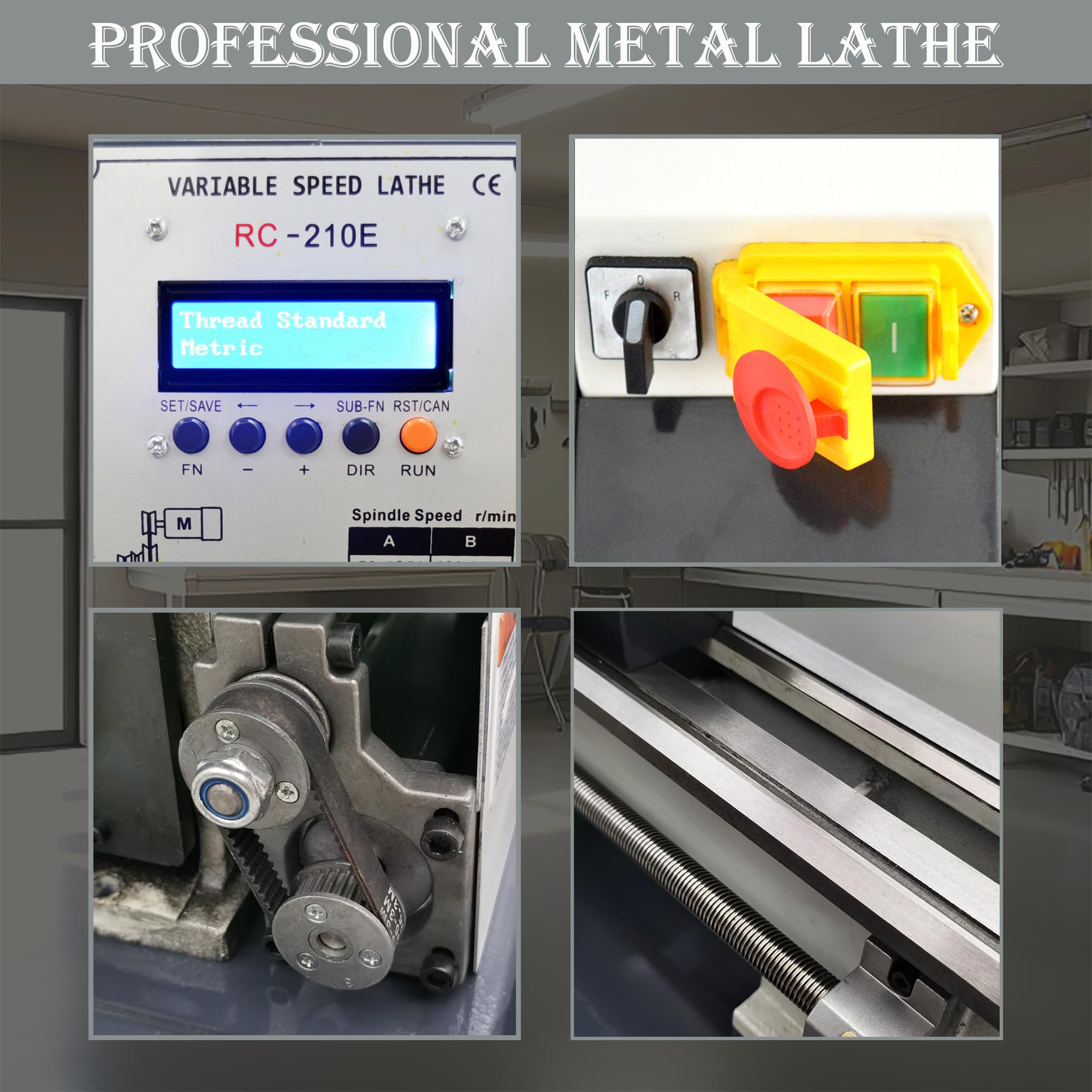 TECHTONGDA Metal Lathe 8X16” Precision Electronic Leadscrew Gearless Bench Lathe Automatic Switch Thread between Metric and Inch 1100W Brushless Motor DIY Mini Lathe