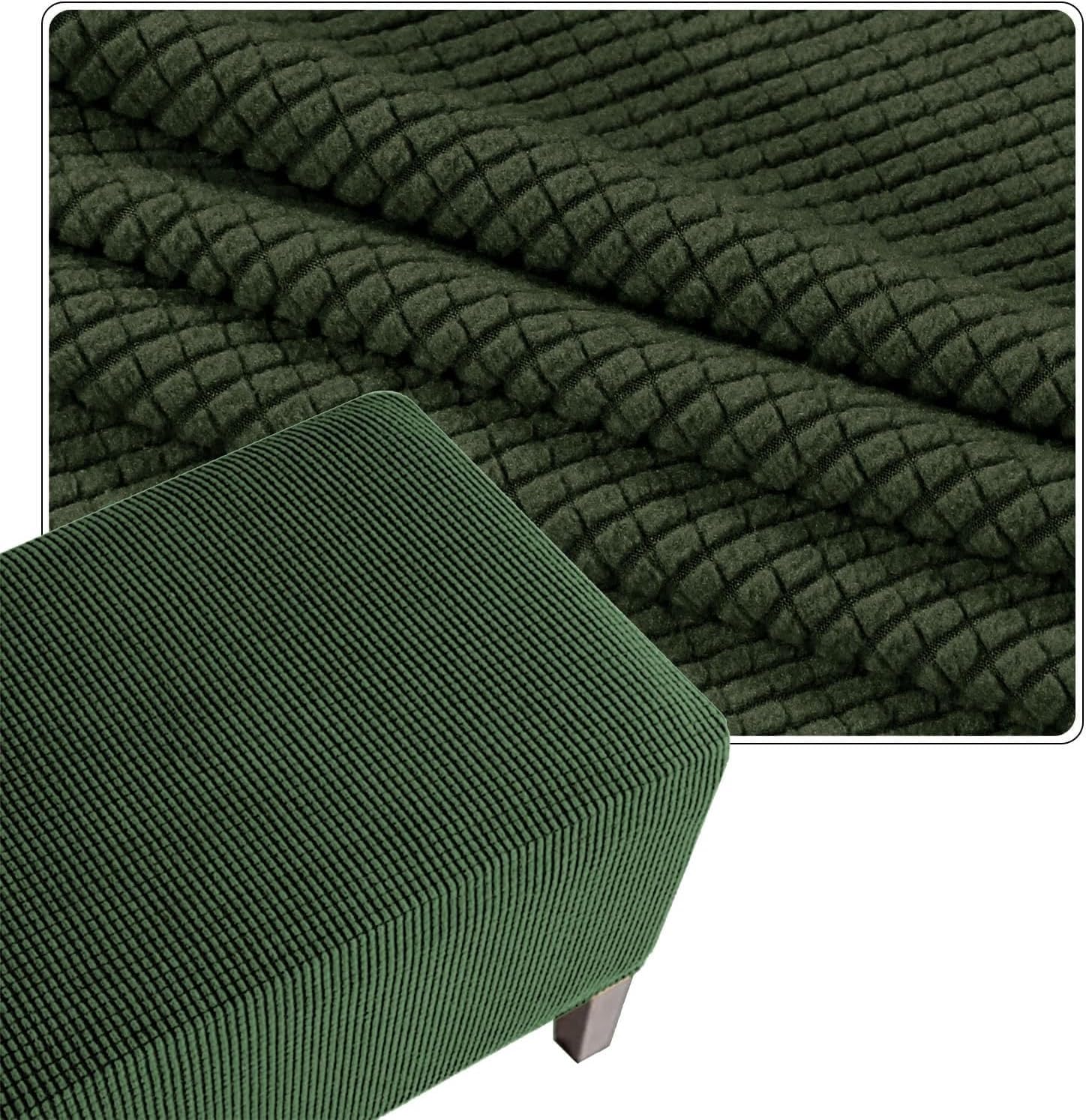 Stretch Ottoman Cover For Square Footstool, Removable Washable Slipcover With Elastic Bottom, Anti-Slip Dustproof Pouf Cover Hassock(Army-green,34x34in/85x85cm)