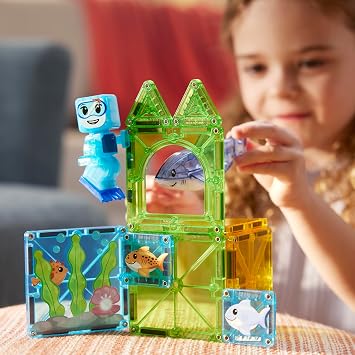 MAGNA-TILES Shark Dive 13-Piece Magnetic Construction Set, The Original Magnetic Building Brand