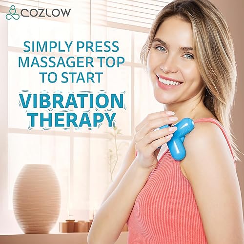 Miniatura 6 de Mini masajeador de mano  Azul  Potentes vibraciones de masaje para alivio muscular y relajación  Dispositivo terapéutico portátil con 2 modos de