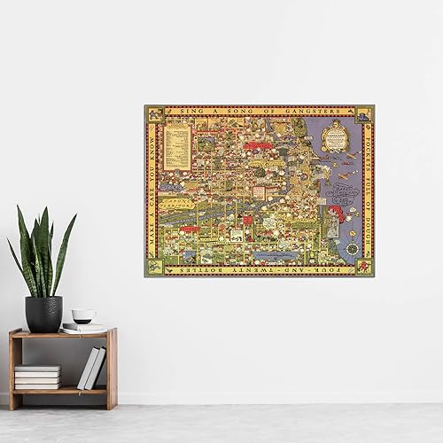 Miniatura 2 de Erickson 1931 - Lienzo decorativo (extragrande de capone de Chicago Gangland), diseño de mapa de Chicago Gangland Capone