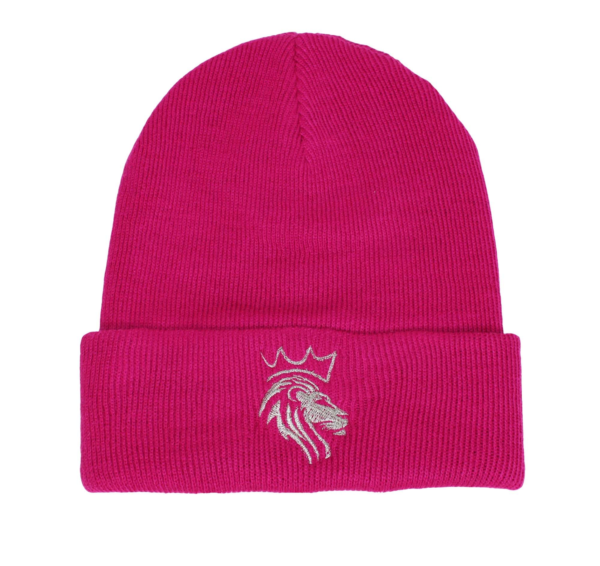 Teddyt's Girls Pink 'S Lionesses Crown England Embroidered Hot Beanie Hat (6-10 Years)