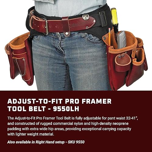 Miniatura 2 de Occidental Leather Cinturón de herramientas ajustable para Pro Framer  Mano izquierda  21 bolsillos y portaherramientas  Fabricado en Estados Unidos