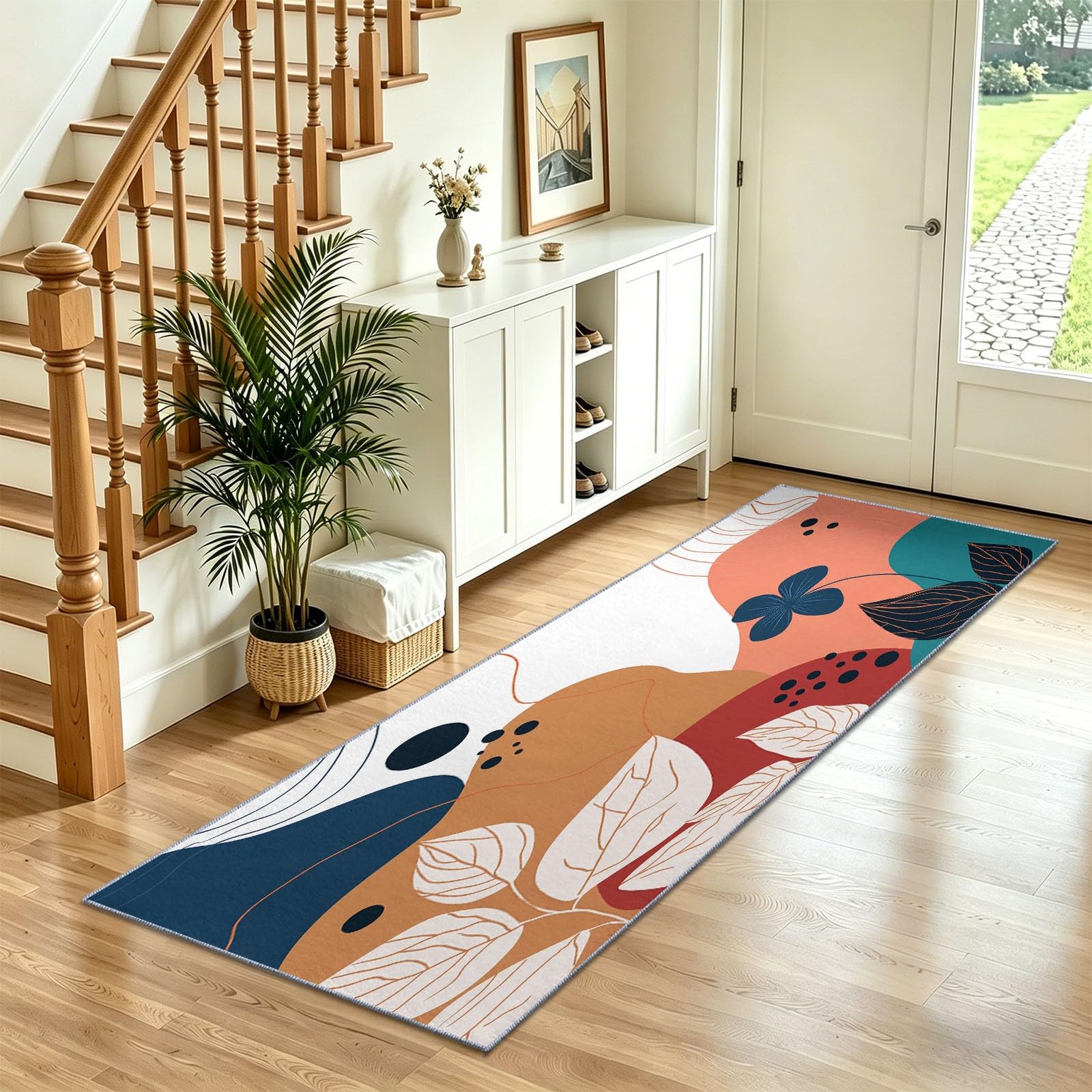Tapis de cuisine scandinave line-art aux finitions soignées et courbes élégantes