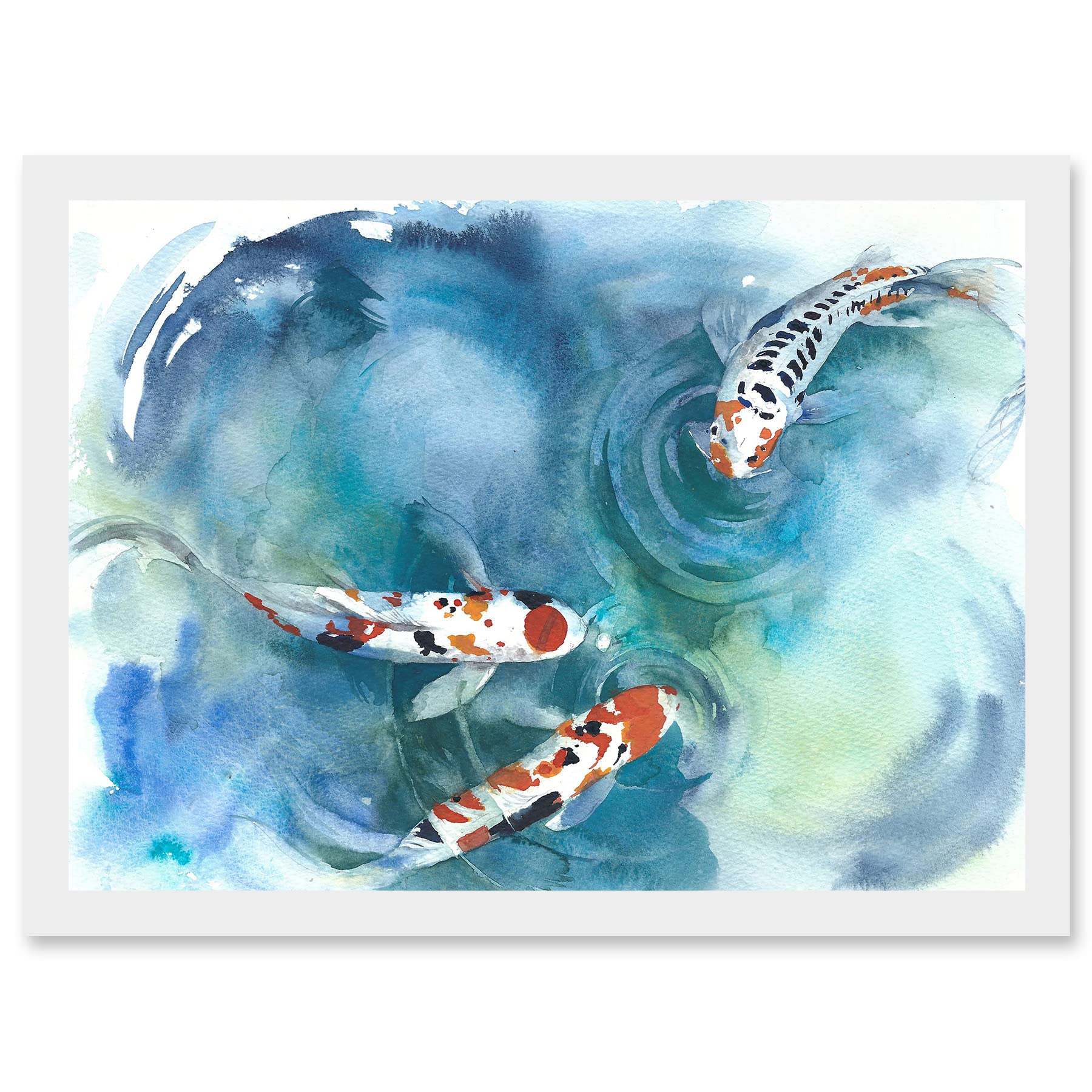 Amazon.com: Wee Blue Coo Japanese Koi Fish Near Surface Pond White