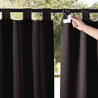 NICETOWN 2 Panels Weatherproof Patio Outdoor Curtains Weighted Blackout,...