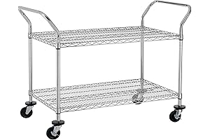 Finnhomy 2-Tier Commercial Grade Cart with Wheels and Handles