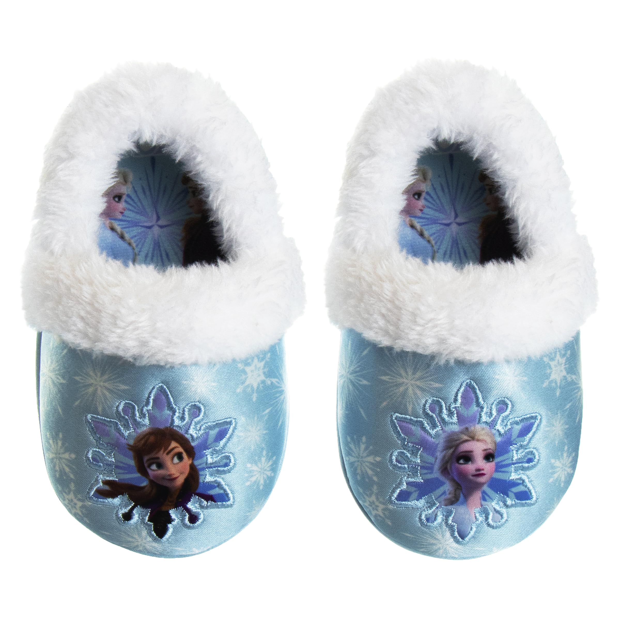 DisneyFrozen Elsa and Anna Girls Slippers Plush Non-Slip Comfy Fluffy  Lightweight Warm Comfort Soft Aline Indoor House Slippers (Toddler/Little  Kid)