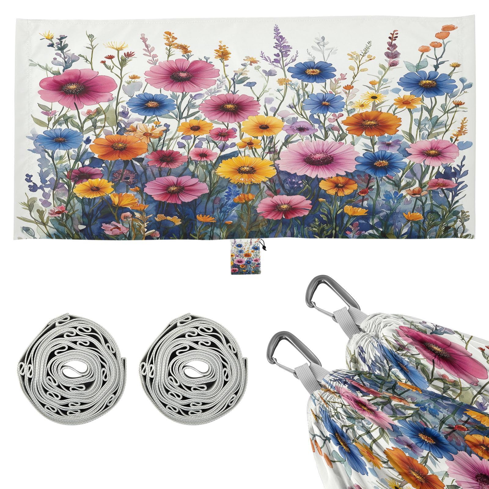 ATTX Watercolor Garden Camping Hammock - Lightweight & Portable Hammocks, Heavy Duty 330lbs Capacity for Indoor, Hiking, Backpacking, Travel, Backyard, Beach#45