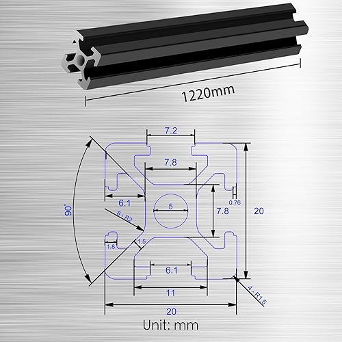 Miniatura 2 de 10 piezas de 48 pulgadas de perfil de extrusión de aluminio 2020 con ranura en T (1220mm), riel lineal de aluminio estándar europeo  Fácil de usar