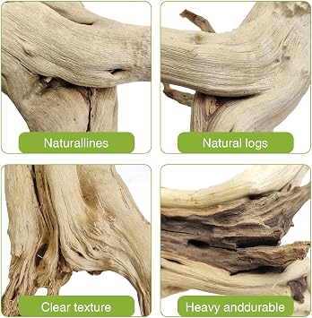 Tfwadmx Natural Driftwood for Aquarium, 6-8 4 Pcs Wood Aquarium Decorations Fish Tank Log Reptile Tree Branches, Assorted Spider Wood Branch