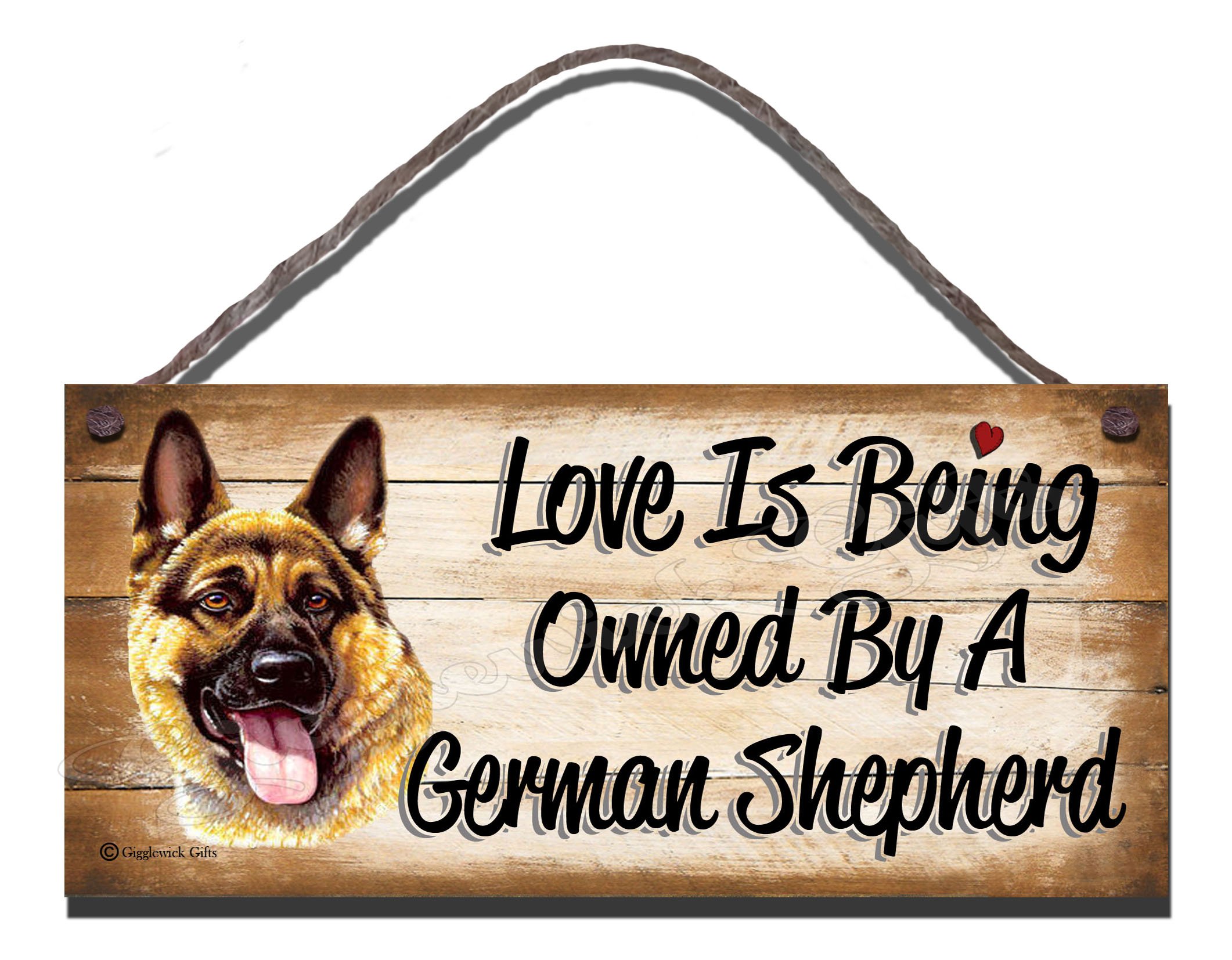 Birthday Occasion Alsation Wooden Funny Sign Wall Plaque Gift Present Love is Being Owned by A German Shepherd Alsatian