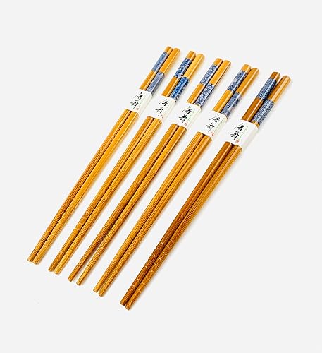 JapanBargain 3671, palillos de bambú reutilizables japoneses chinos coreanos, palillos de madera, palillos para el cabello, 5 pares de regalo, aptos
